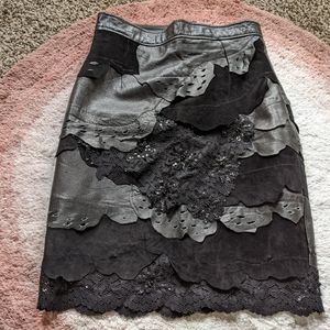 Porat Art Fashion leather and lace skirt 0